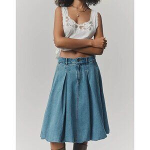 Anthropologie Pilcro Bubble Denim Knee-Length Skirt 12